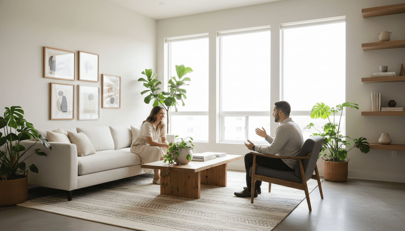 Consulente e cliente discutono i dettagli del servizio in una consultazione amichevole